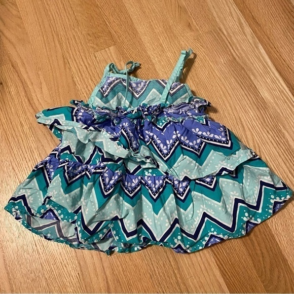 Gymboree Blue Chevron Tank Top Ruffled Layer Sz 6 Kids Girls - Picture 3 of 4